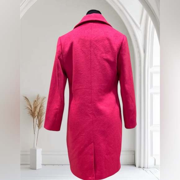 Rachel Zoe Peacoat Pink Wool Knee Length Slit Pockets Button Size XS - Picture 3 of 12